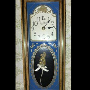 Vintage Ingraham Quartz Wall Clock - USA Made - Framed Wooden Box Not Working.